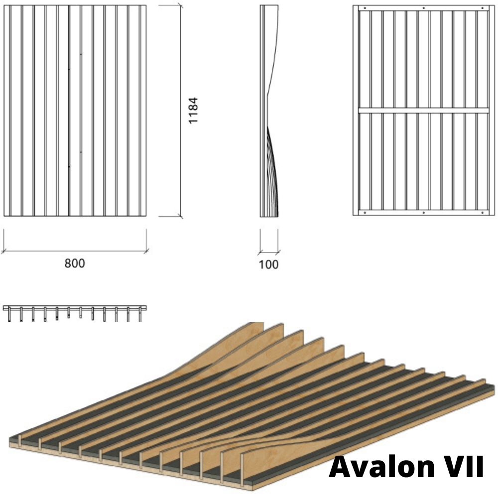 Artnovion Avalon VII akustikpanel i træ; Dimensioner