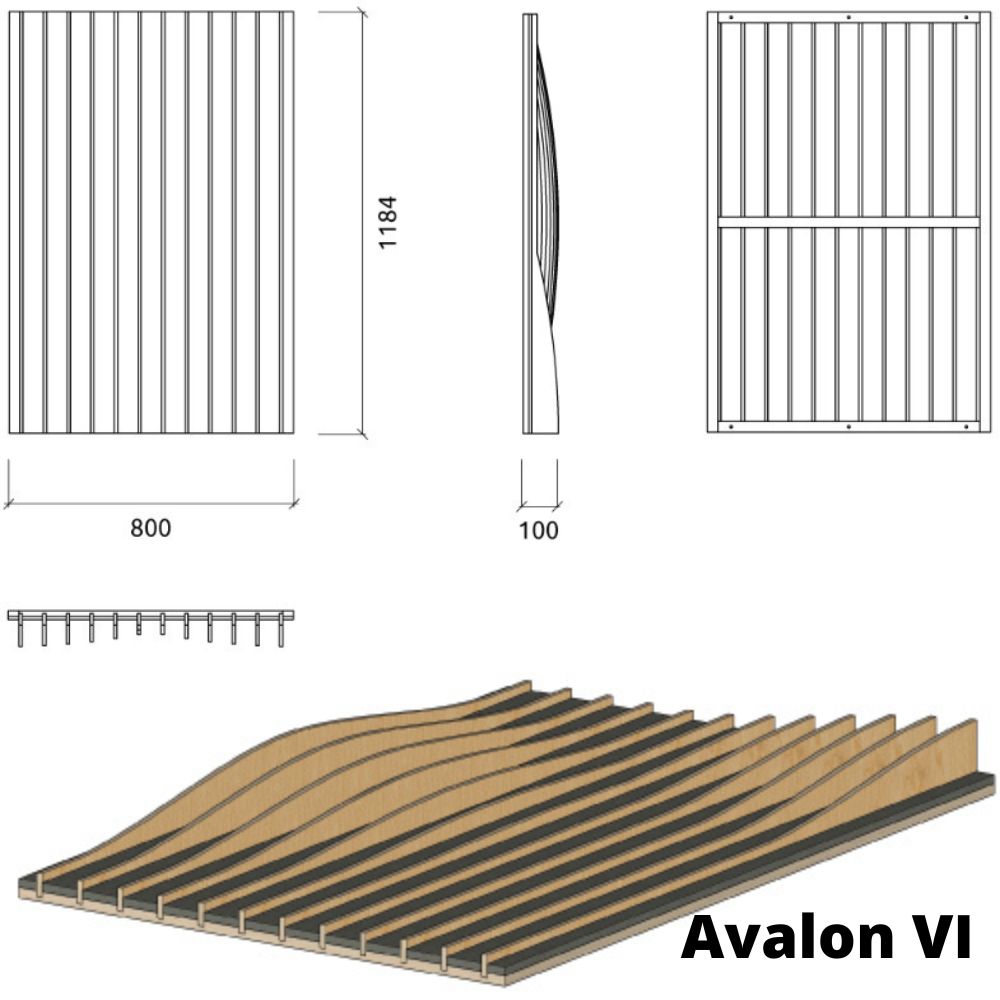Artnovion Avalon VI akustikpanel i træ; Dimensioner