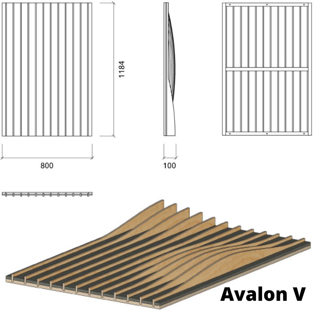 Artnovion Avalon V akustikpanel i træ; Dimensioner