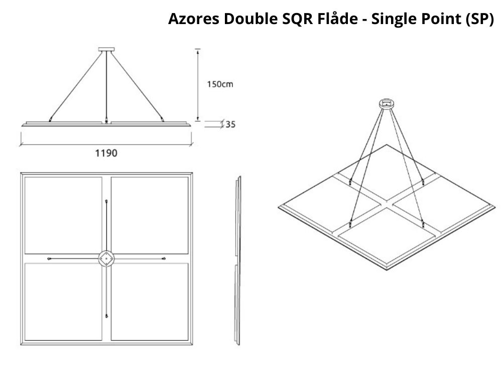 Artnovion Azores Double SQR - Flåder til loftet - single point montering