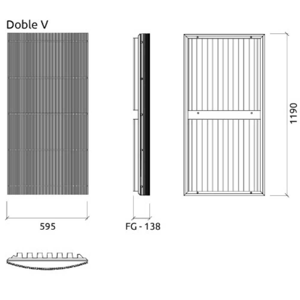 Artnovion Eiger Doble W absorbent; akustikpanel med trælameller; Dimensioner