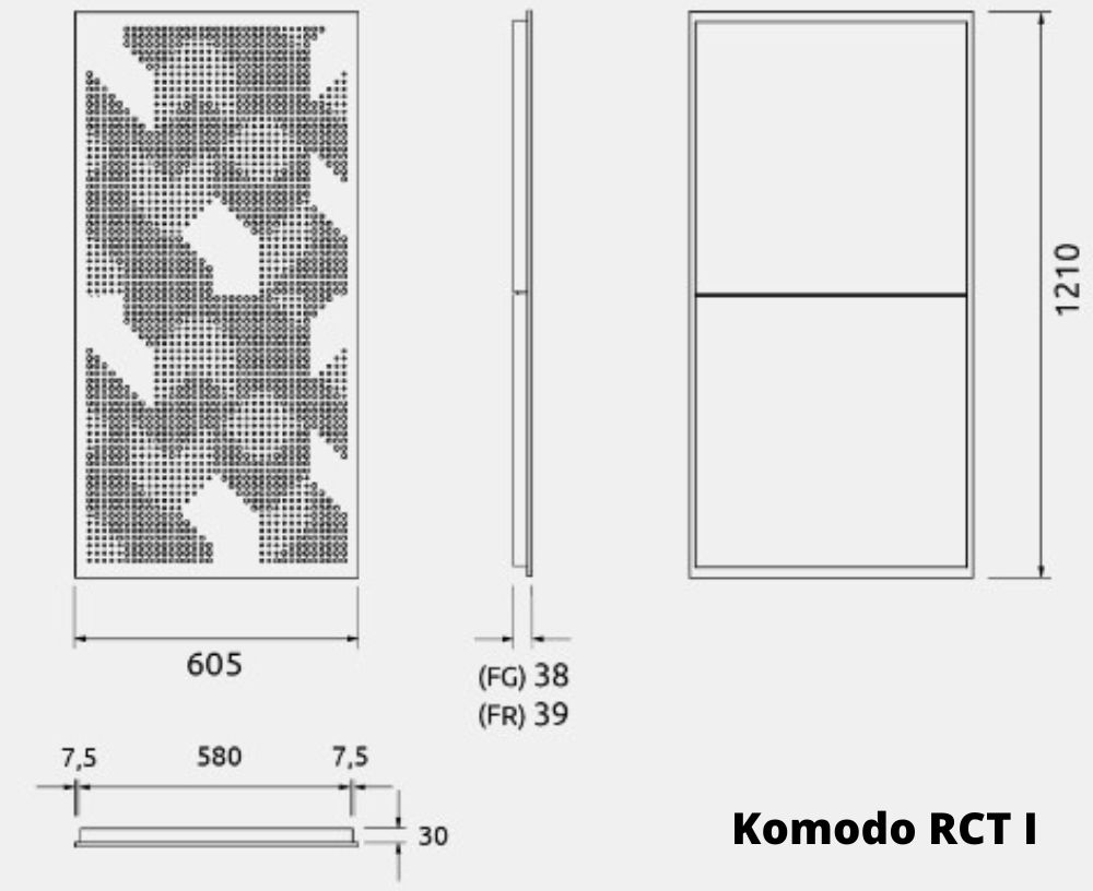 Artnovion Komodo RCT I Loftpanel - Dimensioner