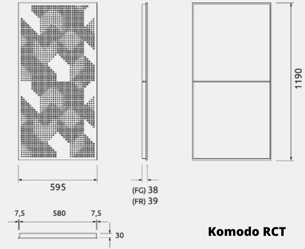 Artnovion Komodo RCT Loftpanel - Dimensioner