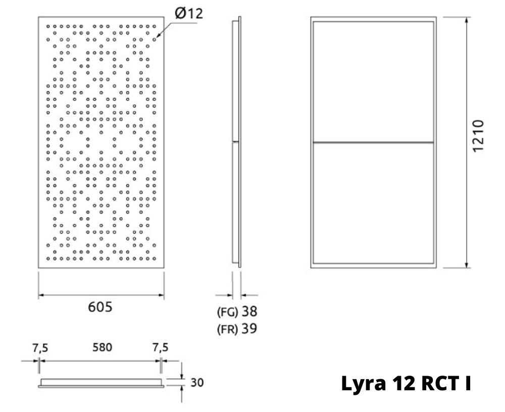 Artnovion Lyra 12 RCT I Loftpanel; Dimensioner