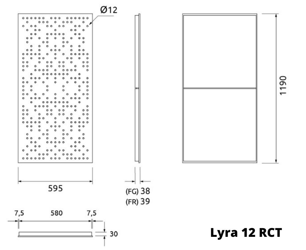 Artnovion Lyra 12 RCT Loftpanel; Dimensioner
