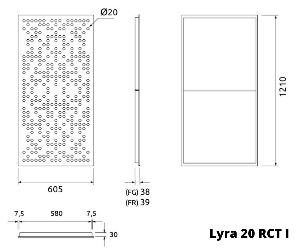 Artnovion Lyra 20 RCT I Loftpanel; Dimensioner