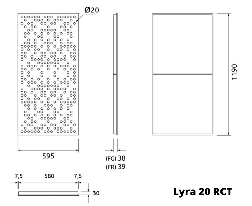Artnovion Lyra 20 RCT Loftpanel; Dimensioner
