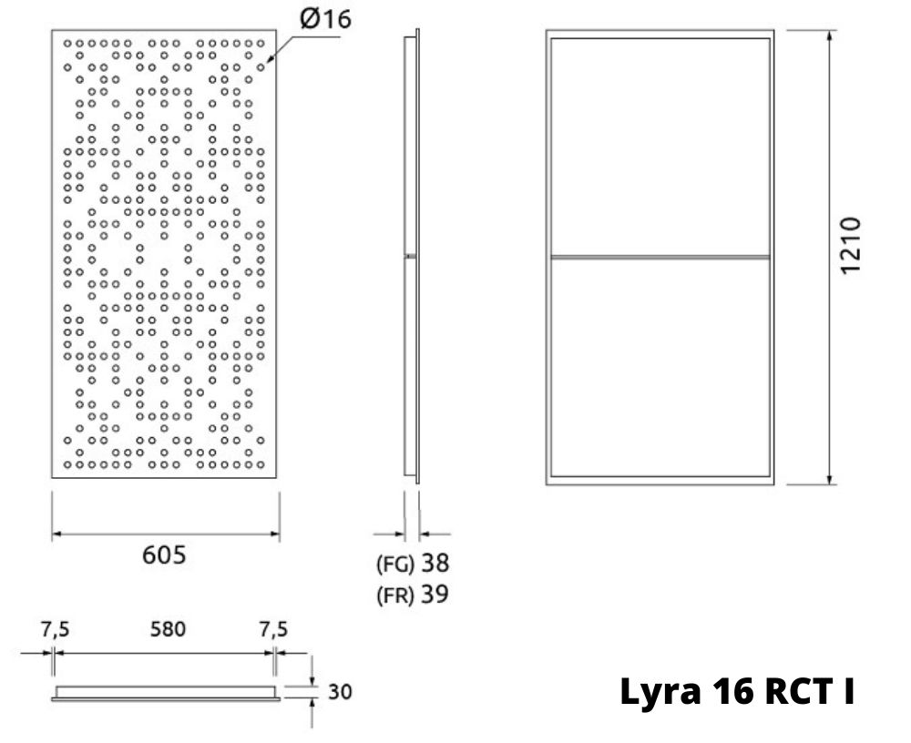 Artnovion Lyra 16 RCT I Loftpanel; Dimensioner