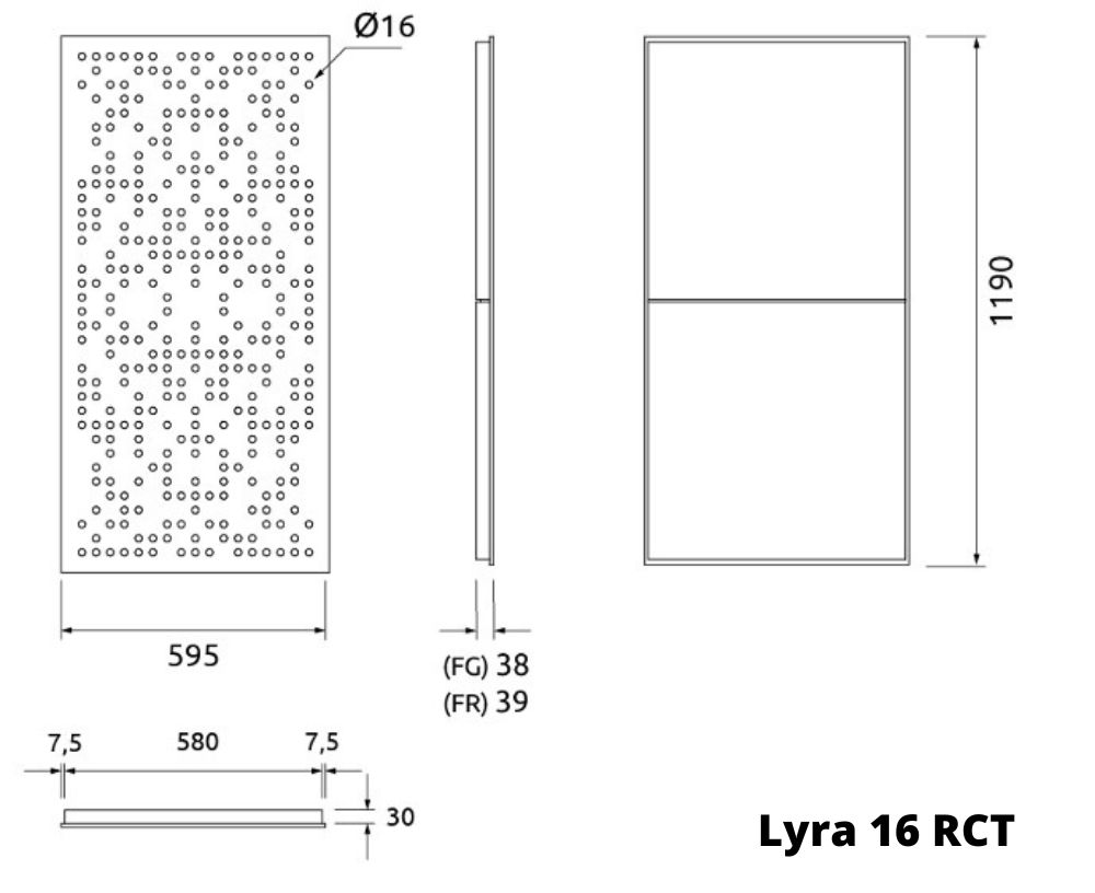Artnovion Lyra 16 RCT Loftpanel; Dimensioner