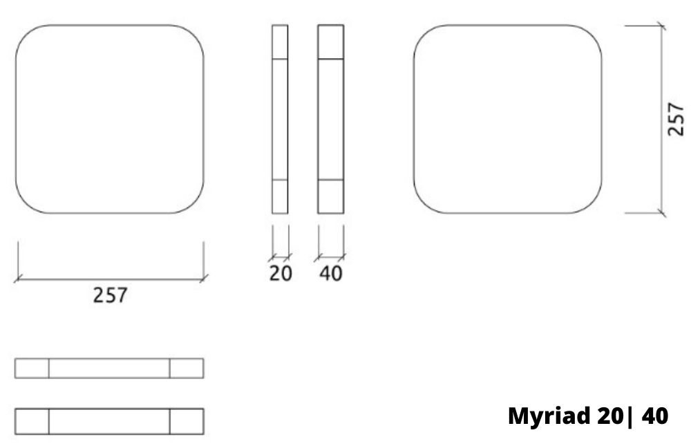Artnovion Myriad AE Print akustikplade; Dimensioner