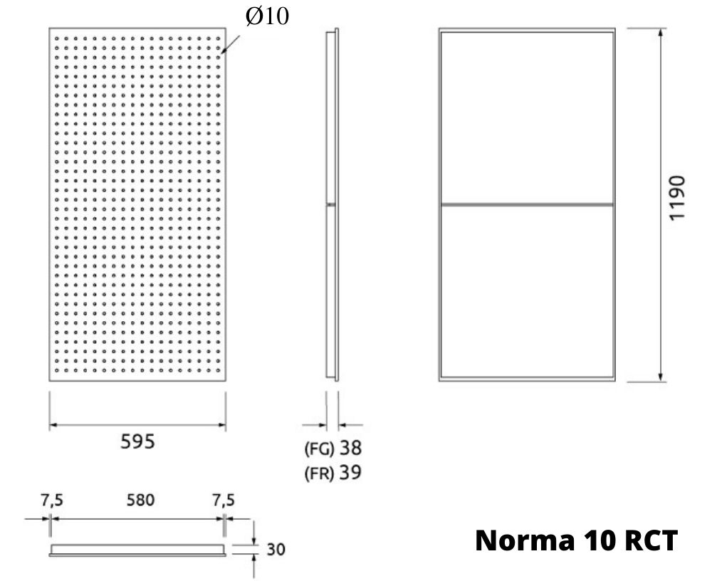 Artnovion Norma 10 RCT Loftpanel; Dimensioner