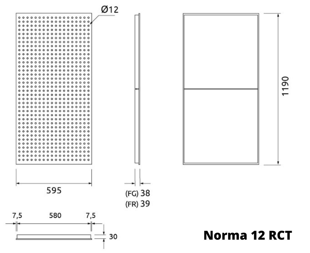 Artnovion Norma 12 RCT Loftpanel; Dimensioner