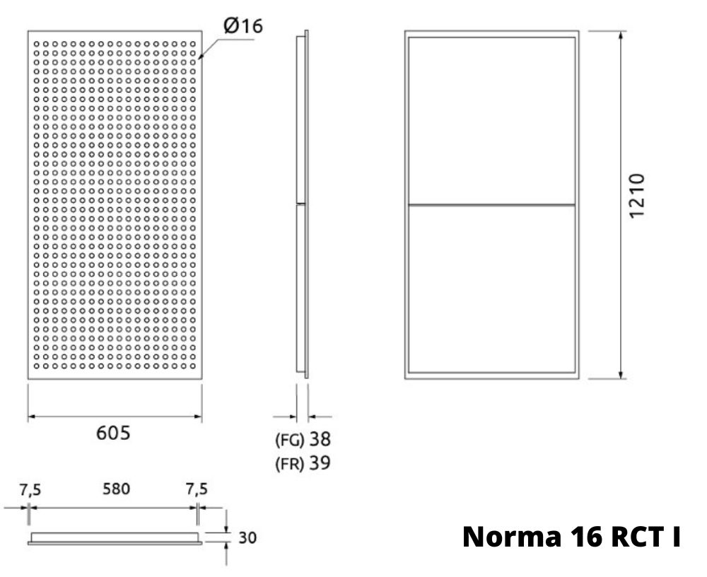 Artnovion Norma 16 RCT I Loftpanel; Dimensioner