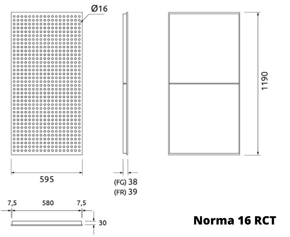 Artnovion Norma 16 RCT Loftpanel; Dimensioner