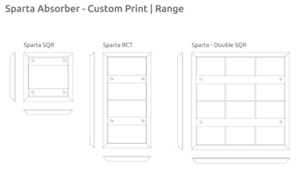 Artnovion Sparta SQR absorberende akustikpanel med personligt print i forskellige størrelser