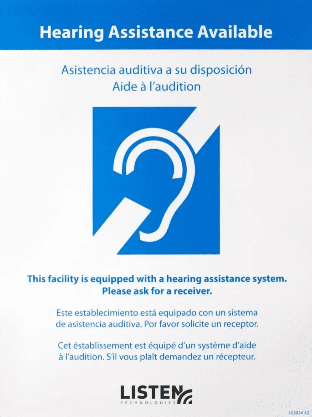Assistive Listening Notification Sign - tilbehør til Listen Technologies