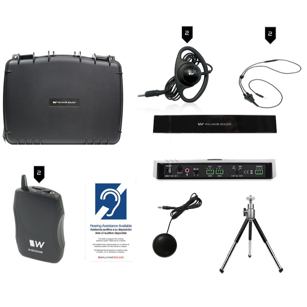 Medium-area infrared portable system with 2 bodypack receivers