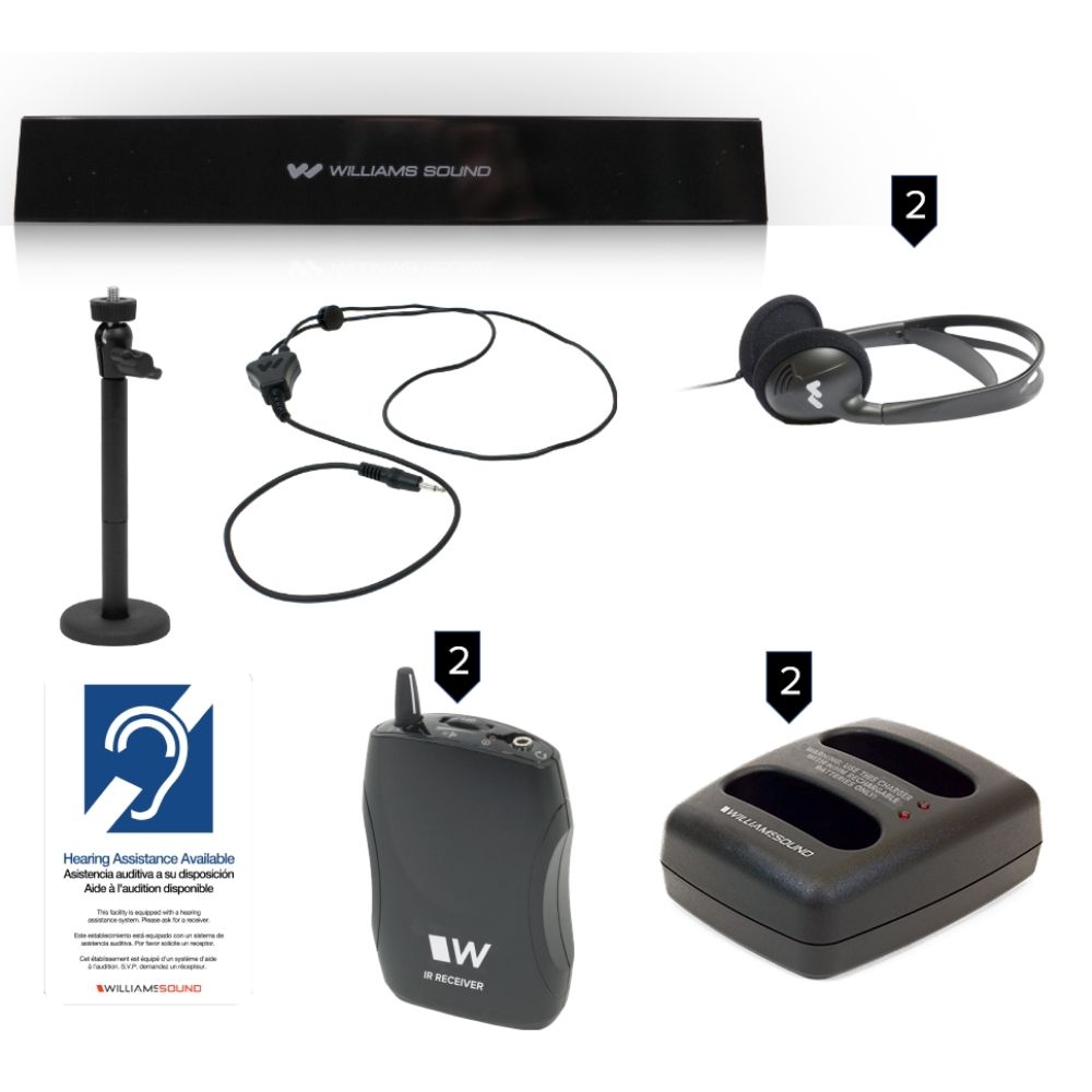 Medium-area infrared system with 2 bodypack receivers and PoE