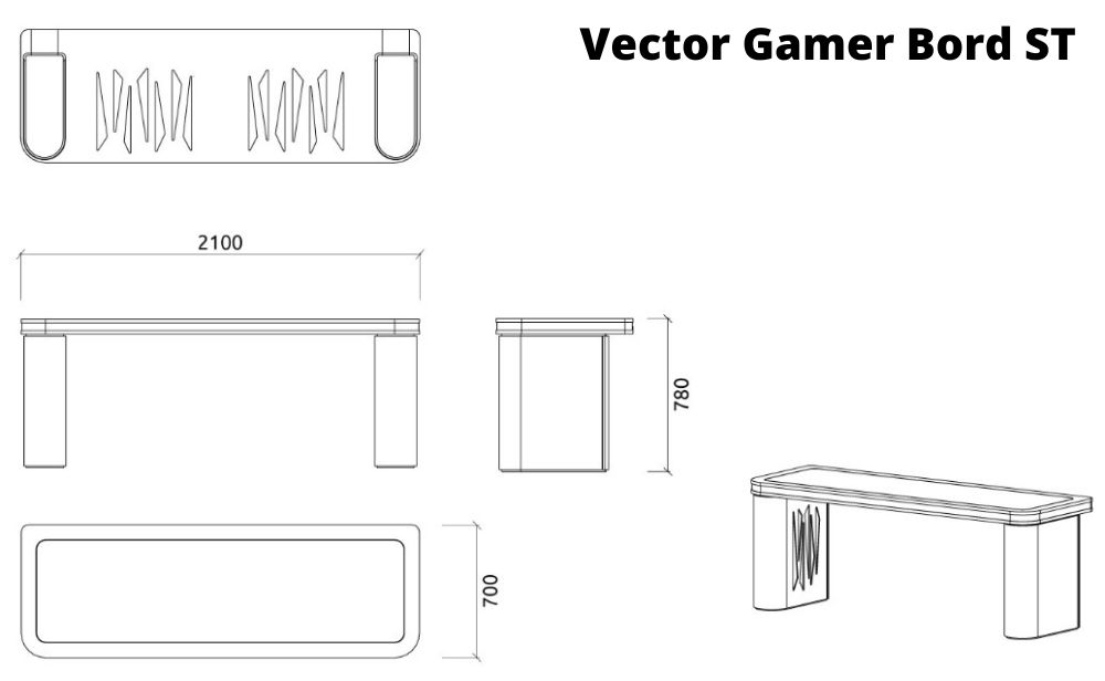 Vector Gamer Bord ST fra Artnovion med indbygget akustikregulering | Dimensioner