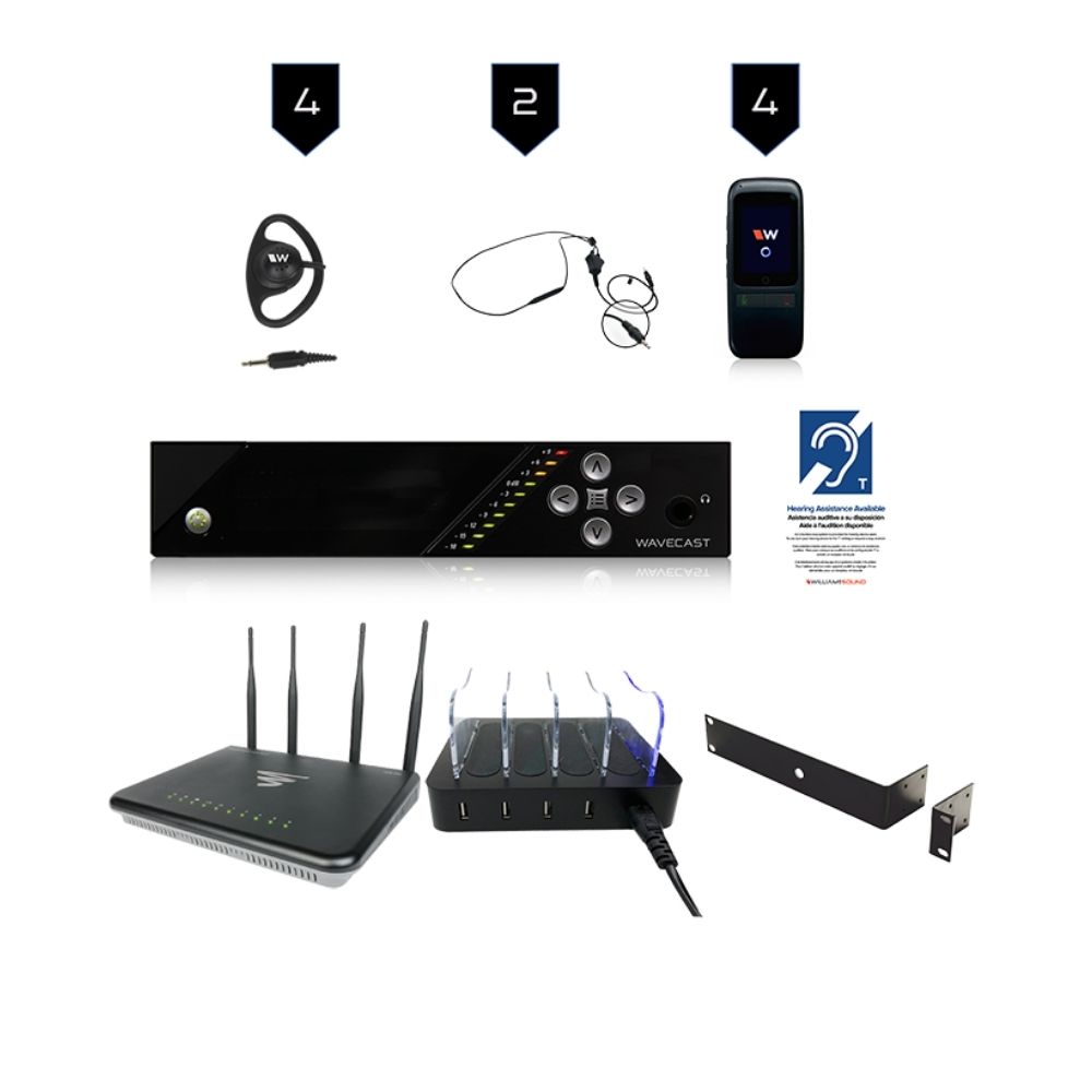 WaveCAST Wi-Fi System med Dante, inkl. 4 modtagere, WAP samt tilbehør